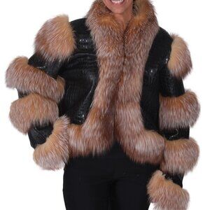 Lamb Leather Jacket with Fox Fur Trim